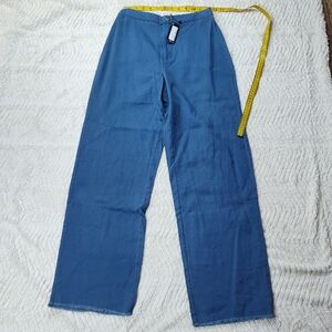 Pretty Little Thing High Waist Straight Leg Trousers Women's Size 6 Blue